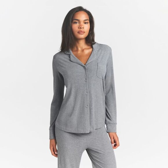 Skims Other - Skims Heather Gray Ribbed Modal Blend Long Sleeve Soft Lounge Sleep Top Size S